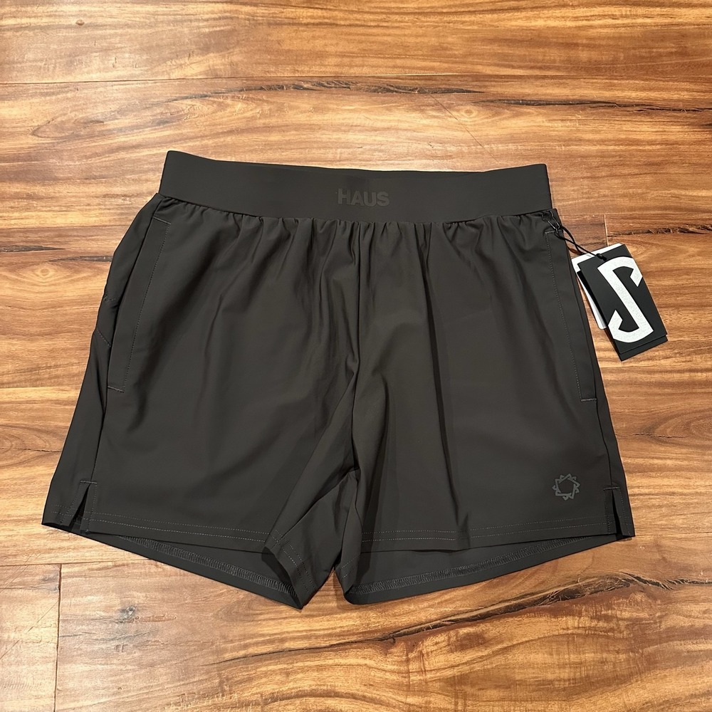HAUS Shorts Mens Small Black 7 Inseam Running Athletic Zip Pocket Gym Training